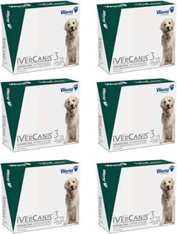 Kit 6 Ivercanis 3mg Remédio Antipulgas Carrapatos Cães Tratamento Sarna Completo