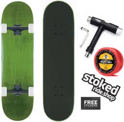 Stoked Ride Shop Skate completo - Madeira de bordo feita nos EUA - Prancha de skate para adultos, crianças, meninas e meninos - totalmente montada com cera, ferramenta de skate e adesivos