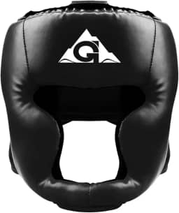 GROOFOO Capacete de boxe para crianças e adultos, capacete protetor com parte superior de malha grande para Kickboxing, MMA, Muay Thai, Sparring, preto G/GG