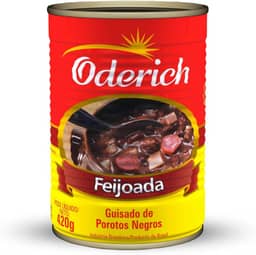 Feijoada Oderich 420G, Feijoada Brasileira Tradicional Com Carnes Selecionadas, Preto, Encorpada E Saborosa, Prato Brasileiro Tradicional, Rica Em Proteínas E Pronta Para Consumo, Tradição Em Qualidad