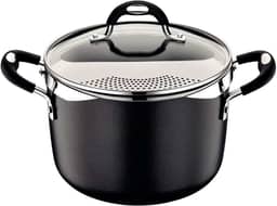 Espagueteira Tramontina Mônaco Induction Em Alumínio Com Revestimento Interno E Externo Antiaderente Starflon Premium Preto Com Tampa 22 Cm 5,4 L