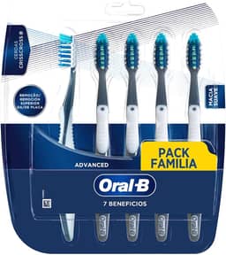 Oral-B Escova de Dente 7 Benefícios, Limpeza Suave e Profunda, 5 Unidades