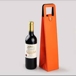 Bolsa de transporte de vinho, garrafa única de couro de vinho com alças, reutilizável, laranja
