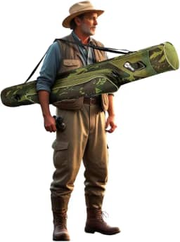 Capa Bolsa Porta Varas Telescópicas Molinete Carretilha com Bolso Alça de Ombro Transporte Proteção Pescador Tralhas Linhas Anzol Profissonal