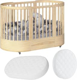 Berço Redondo Evolutivo Crescer 3 em 1 Coleção Wave Divicar Fabricado em MDF e Madeira Maciça Eucalipto (NATURE)