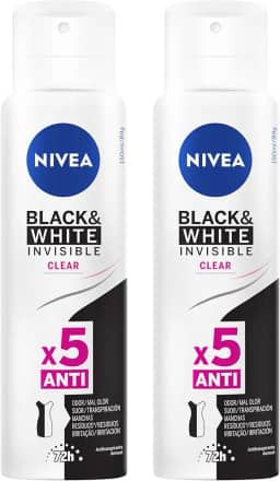 NIVEA Kit Desodorante Aerossol Black & White Clear 150ml - 2 Unidades, Nivea, pacote de 2