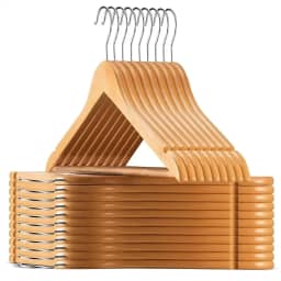 kit 30 Cabides Madeira Adulto Com Gancho 360° Premium