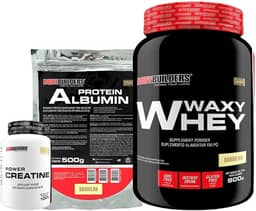 Kit Waxy Whey 900g + Power Creatina 100g + Albumin 500g - Bodybuilders Sabor Baunilha
