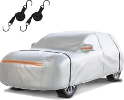 Capa impermeável para carro SUV: Proteção de 6 camadas contra chuva, neve, UV e poeira - Ajuste universal de até 449 cm com porta com zíper e alças à prova de vento para uso ao ar livre, garagem,