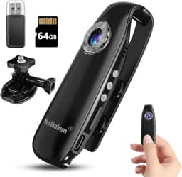 Meoilkolnm Mini Câmera Corporal Com Gravação De Áudio E Vídeo 1080P 64 Gb, Gravador De Vídeo Com Detecção De Movimento, Filmadora Pov Vestível Com Bolso Magnético, Dv Portátil Para Ciclismo, Animais