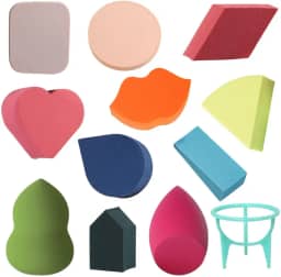 Kit 11 Esponjas Facial Para Maquiagem Multifuncional + 1 Suporte