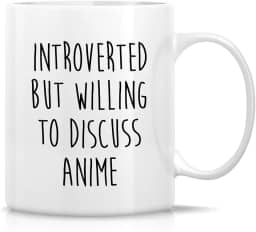 Retreez Caneca de anime engraçada presente introvertido introvertido para discutir anime mangá fã amante do Japão 325 ml caneca de café cerâmica - humor sarcasmo sarcástico presente de aniversário