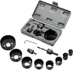 Jogo Serra Copo 11 Peças com Mandril e Chave Allen – Aço Carbono, Cortes em Madeira, Plástico, Gesso e Metal