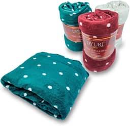 Manta Microfibra Casal Dyuri Mix Bolinha 1,80x2,00m Jolitex (BORDO)