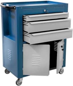 Carrinho Fechado Vermelho com 3 Gavetas e 2 Portas-FERCAR-C06-VM