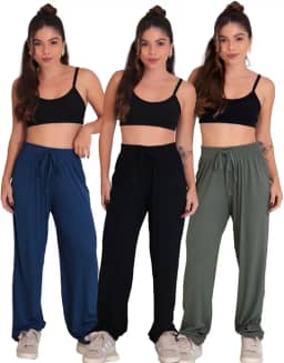 Kit 3 Calças De Yoga De Viscose Soltinha Pilates Comfy - Feminino - Mulheres - Yoga Pants - Multicolorido - P, M, G, GG, XG