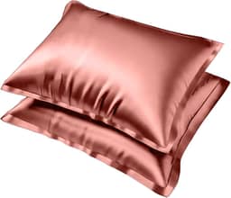 Kit 2 Fronhas Cetim Anti-frizz Seda Alto Brilho Par Cama Suave (Rosa)