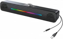 Caixa de Som PC RGB Speaker USB com Controle de Volume - Soundbar USB 6W Estéreo para Computador e Notebook