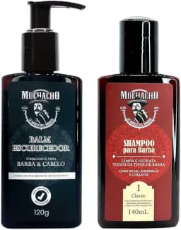 Kit Balm Escurecedor de Barba e Cabelo + Shampoo para barba Classic Muchacho - Barba limpa e tonalizada