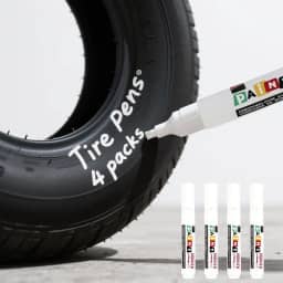 Marcador de pneu jumbo branco – Pacote com 4 canetas de tinta com ponta de 8 mm de largura para letras de pneus de carro, marcadores permanentes à prova d'água