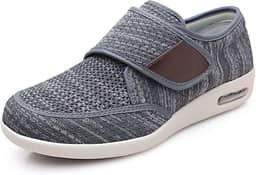 Tênis masculino de caminhada para diabéticos, alça ajustável, confortável, larguras largas, fácil de colocar e tirar com 3 pares de palmilhas de substituição para suporte para idosos inchaço nos pés