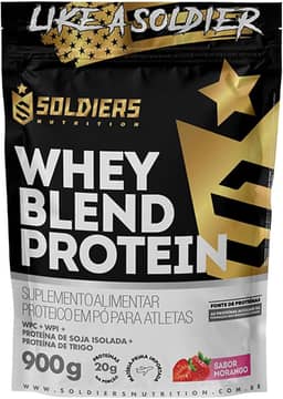 Whey Blend Protein Concentrado e Isolado - 900g - Soldiers Nutrition (900g, Morango)