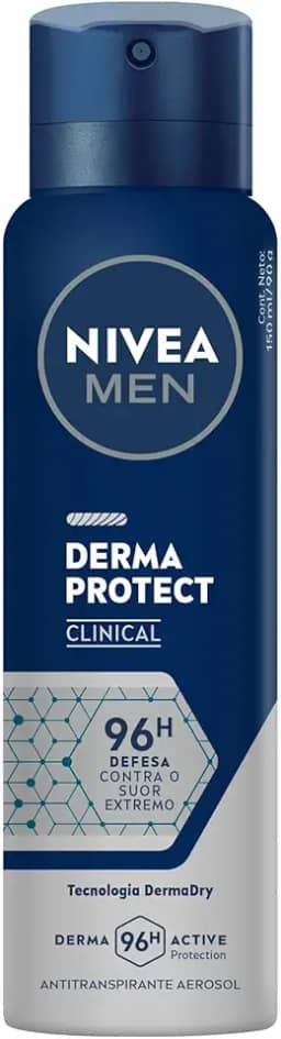 NIVEA MEN Desodorante Antitranspirante Aerossol Derma Protect Clinical 150ml - 96h de defesa contra o suor extremo