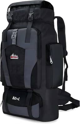 Mochila Cargueira de Camping 80L – Impermeável, Grande Capacidade, Ajustável, Para Trilhas e Viagens