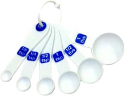 Kit de colheres medidoras Chef Craft Select, plástico, 6 peças, branco com azul