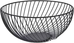 Fruteira Aramada Redonda Preta, Estilo Europeu, 25cm, Inox Base Antiderrapante