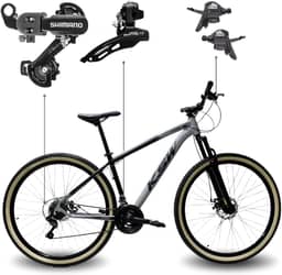 Bicicleta Aro 29 KSW XLT 100 21 Marchas Shimano Quadro Alumínio Freio Hidráulico MTB
