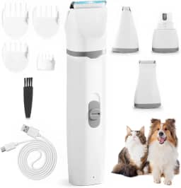 Kit Máquina De Tosa Pets Gato Cachorro Tosador Profissional 4 em 1 máquina de tosa pet Kit Silenciosa Aparador com Lâminas Precisas e com Altura Ajustável Recarregável Maquininha para cães e gatos