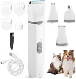 Kit Máquina De Tosa Pets Gato Cachorro Tosador Profissional 4 em 1 máquina de tosa pet Kit Silenciosa Aparador com Lâminas Precisas e com Altura Ajustável Recarregável Maquininha para cães e gatos