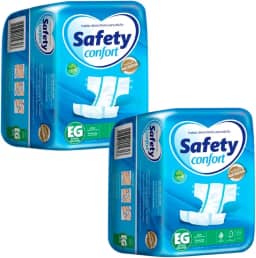 Kit 2 Pacotes Fralda Geriátrica Safety Confort CCM Tamanho EG (Acima 90kg) - Gel Superabsorvente com Aloe Vera, Barreiras Antivazamento e Tecnologia Antiodor