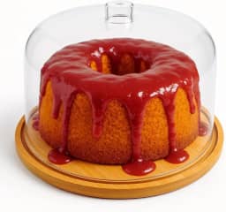 Boleira Porta-Bolo de Bambu Com Tampa de Acrílico Cúpula | Perfeito Para Armazenar Seus Bolos e Tortas | 30cm Diâmetro