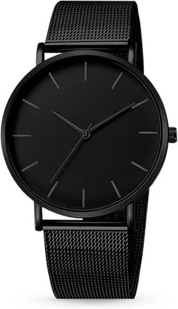 Relógio Masculino Preto Resistente à àgua 40mm Minimalista Ultra Fino de Aço Inoxidável Original de Luxo Casual Estiloso Original Relógio de Pulso