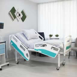 Cama Hospitalar Motorizada Com Colchão D33 5 Movimentos Altura Fixa Luxo Com Grade Reforçada