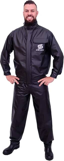 Capa De Chuva Motoqueiro Star Capas Impermeável Conjunto Jaqueta e Calça Motoqueiro Motociclista Motoboy Motogirl Impermeável Masculino e Feminino