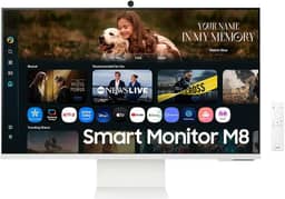 Smart Monitor Samsung M8 32", UHD, Plataforma Tizen™, Tap View, USB-c (65W), USB Hub, HDMI, Bluetooth, HAS, Alexa, Branco, 2025