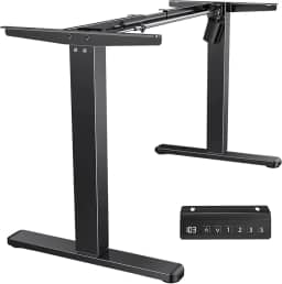 Estrutura de Mesa Elétrica Ajustável para Trabalho em Pé e Sentado – 3 Configurações de Memória, Altura de 72cm a 120cm, Base Ergonômica e Design Silencioso (Preto)