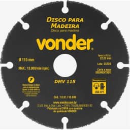 Vonder, Disco De Corte Para Madeira, 115 Mm, Dmv 115.