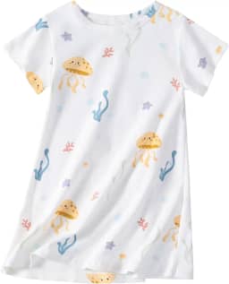 Camisola de algodão para meninas, manga curta, camisola de princesa
