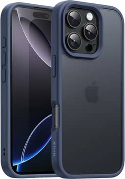 JETech Capa Matte para iPhone 16 Pro Max 6,9 Polegadas, Case Proteção Contra Quedas de Nível Militar à Prova de Choque, Traseira Translúcida Fosca, Anti-Impressão Digital (Azul Tempestade)