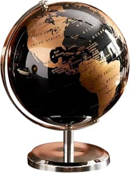 Globo Terrestre Decorativo, Base Metálica, 20cm Altura, Design Moderno, Para Escritório e Casa
