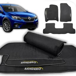 Tapete Borracha Compatível Com Sandero 2008 2009 2010 2011 2012 2013 2014 2015 2016 2017 2018 2019 2020 2021 2022 2023 2024 Impermeável Premium