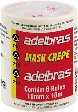 Fita Crepe, Adelbras 0669000002, Multicor, Pacote de 6