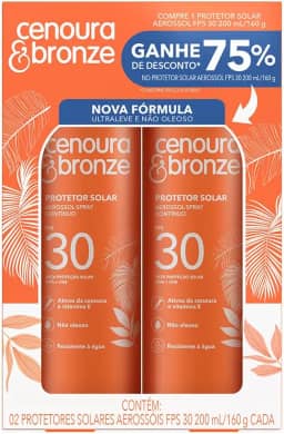 Kit Cenoura & Bronze Protetor Solar Aerossol Spray FPS30 200ml - 2 unidades