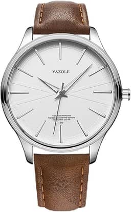 Relógio Masculino Analógico Com Pulseira de Couro Marrom Cor Prata Resistente à Água De Luxo Social Casual Moderno Importado Minimalista 43mm Quartzo