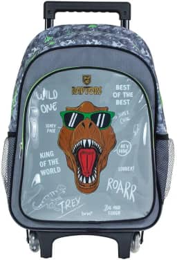 Mochila com Carrinho Raptor Verde e Cinza BRW