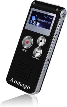 Gravador de voz digital ativado por voz para aulas, reuniões, entrevistas, Aomago, gravador de áudio de 8 GB, mini fita portátil com Playback, USB, MP3